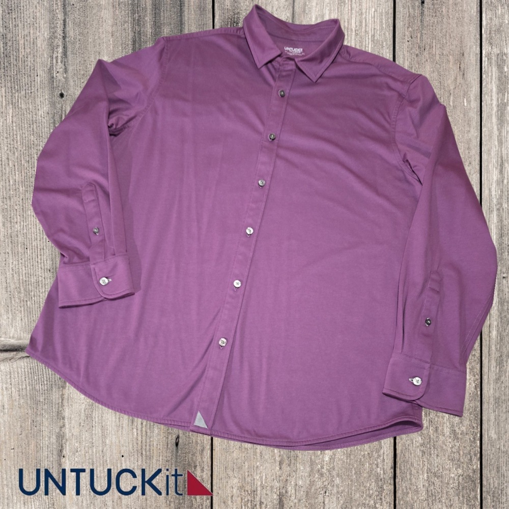 UNTUCKit Mens Luxe Tee Slim Fit Button‎ Down Shirt Sangria Purple XXL